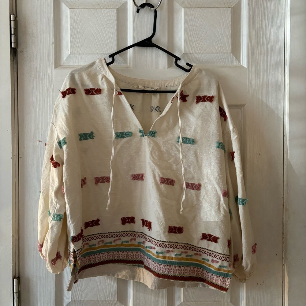 Lou & Grey for LOFT Embroidered Blouse Size Medium